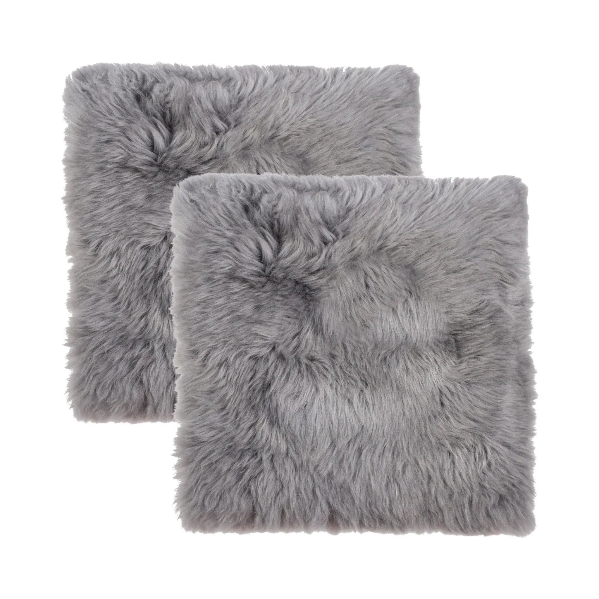 Set Of Two 17" X 17" Grey Wool Chair Pads Homeroots Kitchen & Dining