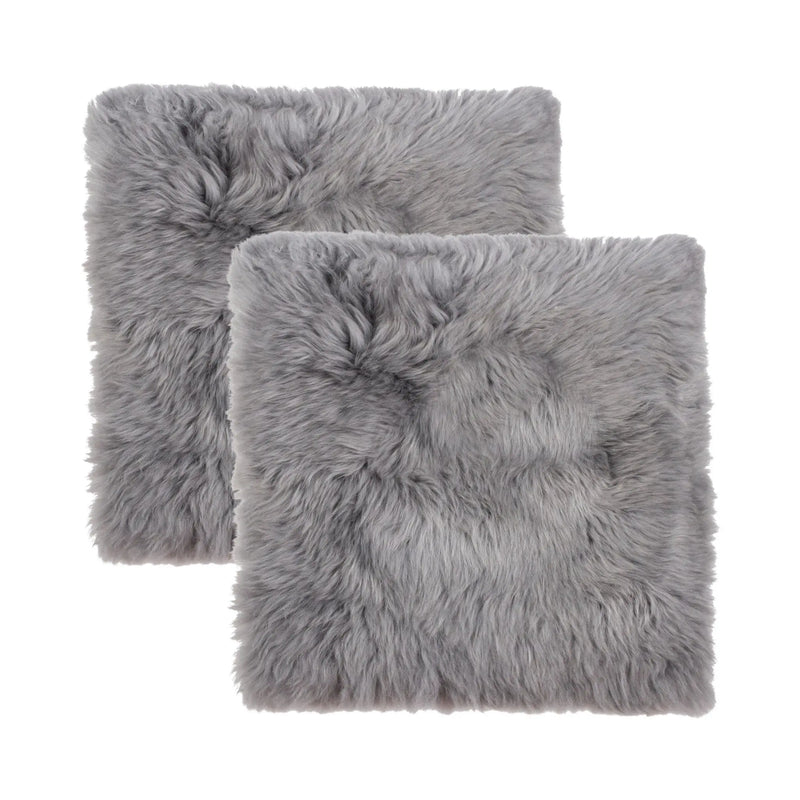 Set Of Two 17" X 17" Grey Wool Chair Pads Homeroots Kitchen & Dining
