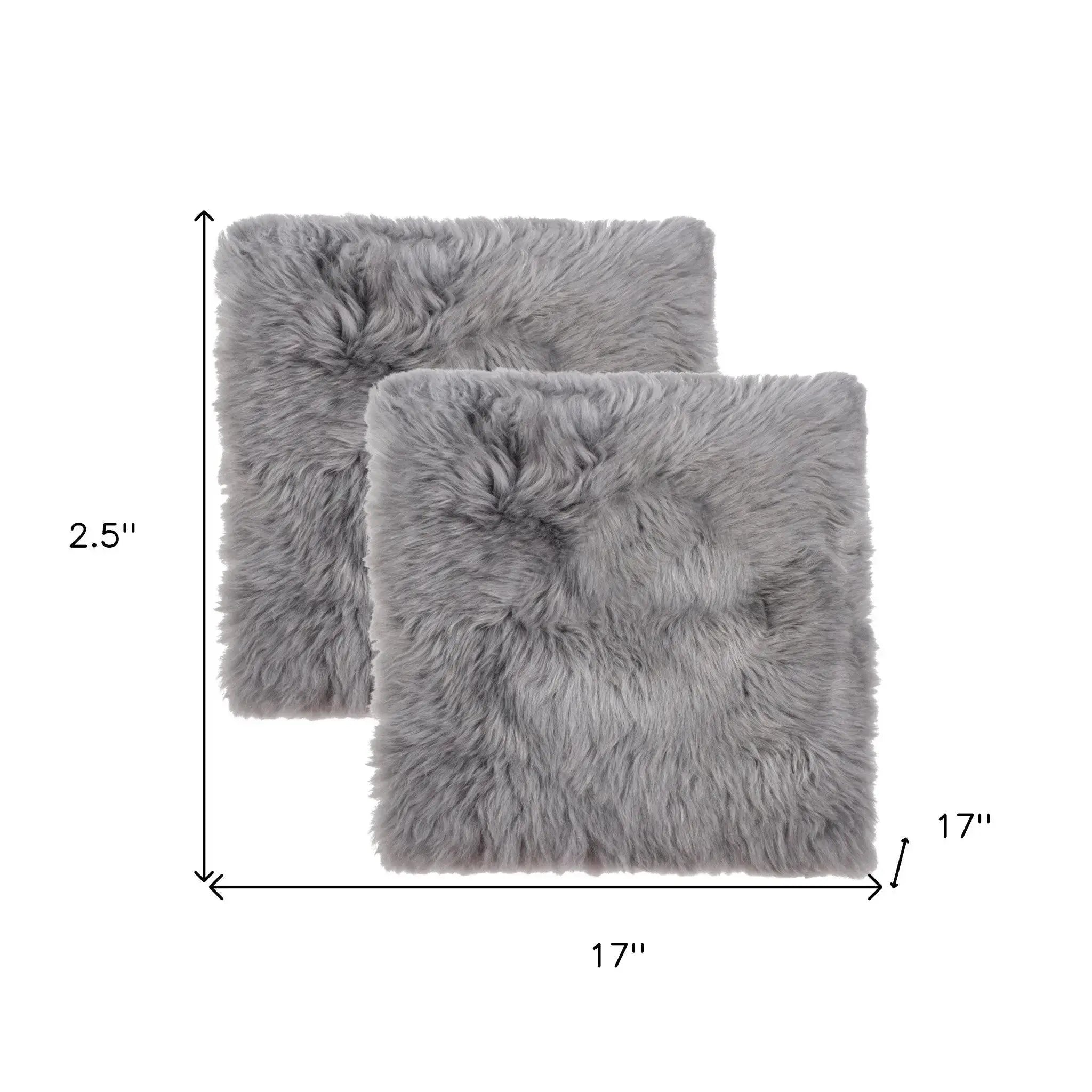 Set Of Two 17" X 17" Grey Wool Chair Pads Homeroots Kitchen & Dining