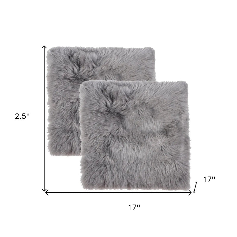 Set Of Two 17" X 17" Grey Wool Chair Pads Homeroots Kitchen & Dining