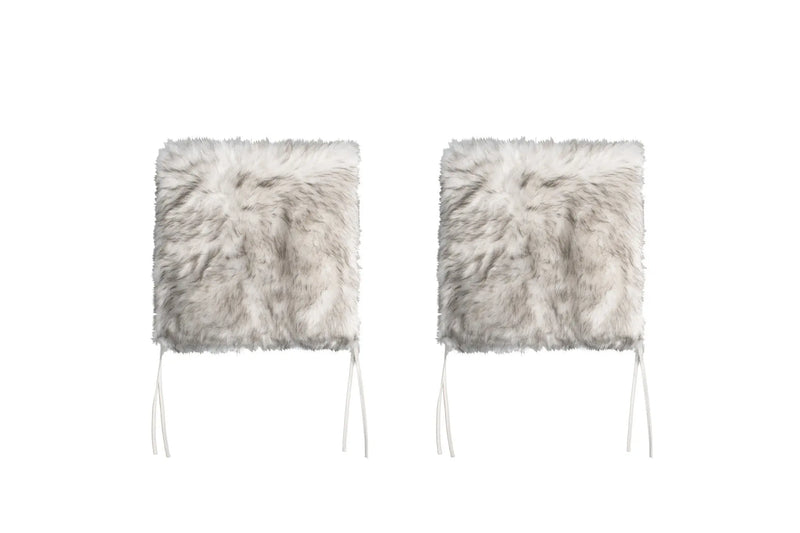 Set Of Two 17" X 17"  Ombre Grey Faux Fur Dining Chair Cushion Pads Homeroots Kitchen & Dining