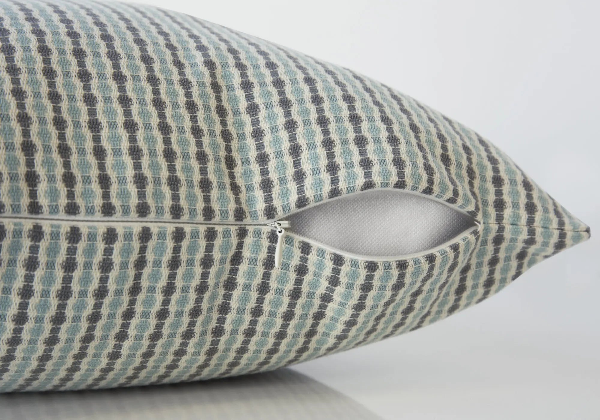 Set Of Two 18" X 18" Blue and Gray Polyester Striped Zippered Pillow Homeroots Home Decor