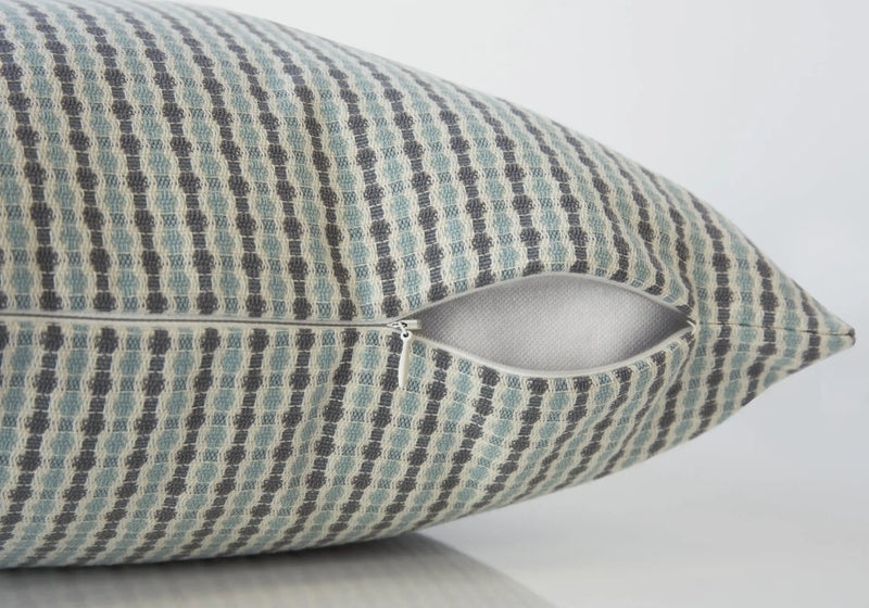 Set Of Two 18" X 18" Blue and Gray Polyester Striped Zippered Pillow Homeroots Home Decor