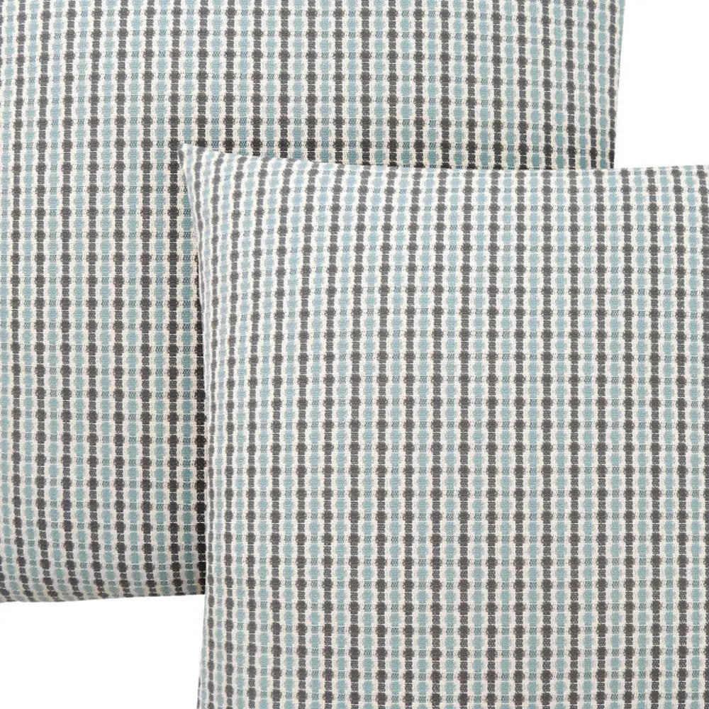 Set Of Two 18" X 18" Blue and Gray Polyester Striped Zippered Pillow Homeroots Home Decor