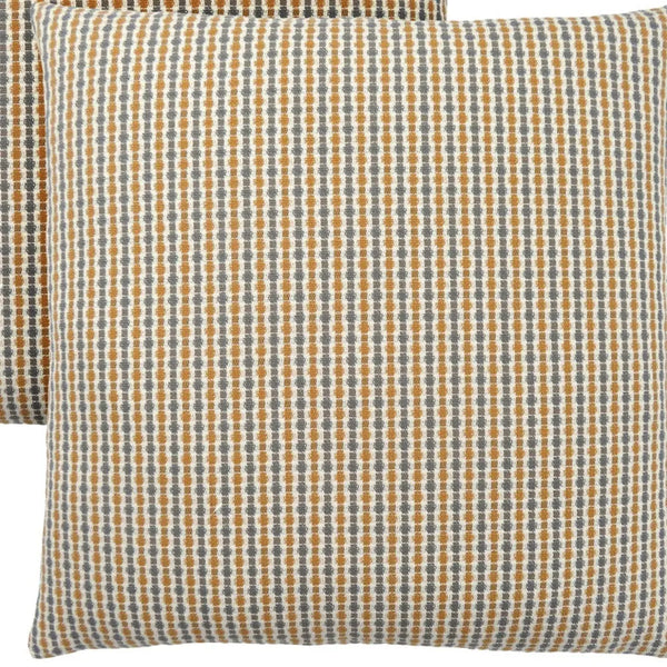 Set Of Two 18" X 18" Gold and White Polyester Striped Zippered Pillow Homeroots Home Decor