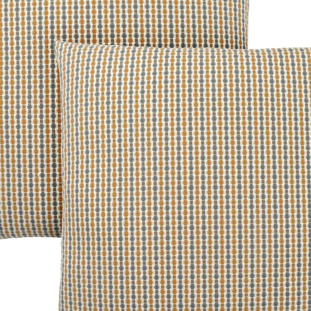 Set Of Two 18" X 18" Gold and White Polyester Striped Zippered Pillow Homeroots Home Decor