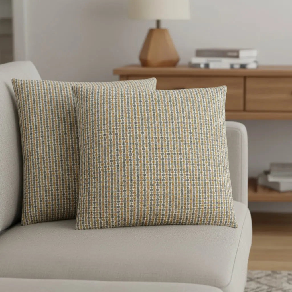 Set Of Two 18" X 18" Gold and White Polyester Striped Zippered Pillow Homeroots Home Decor