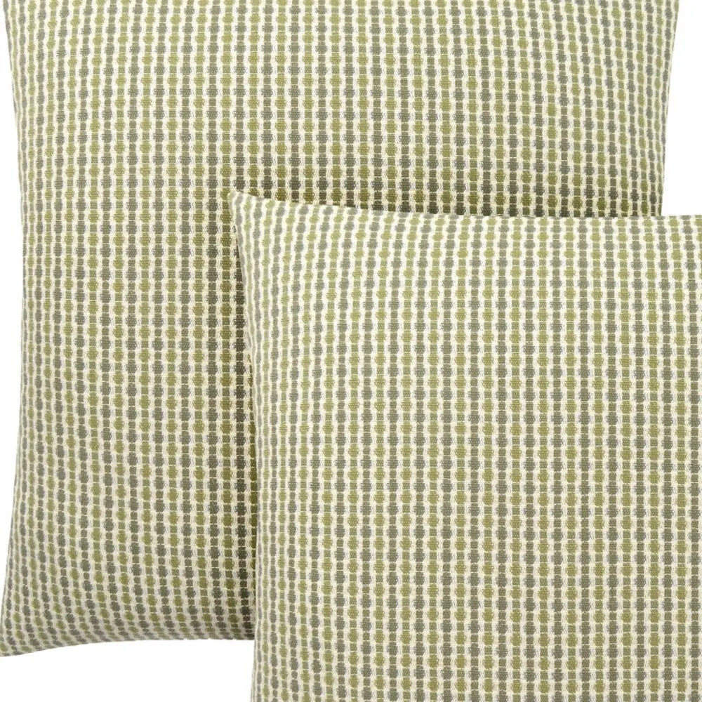 Set Of Two 18" X 18" Green and White Polyester Striped Zippered Pillow Homeroots Home Decor