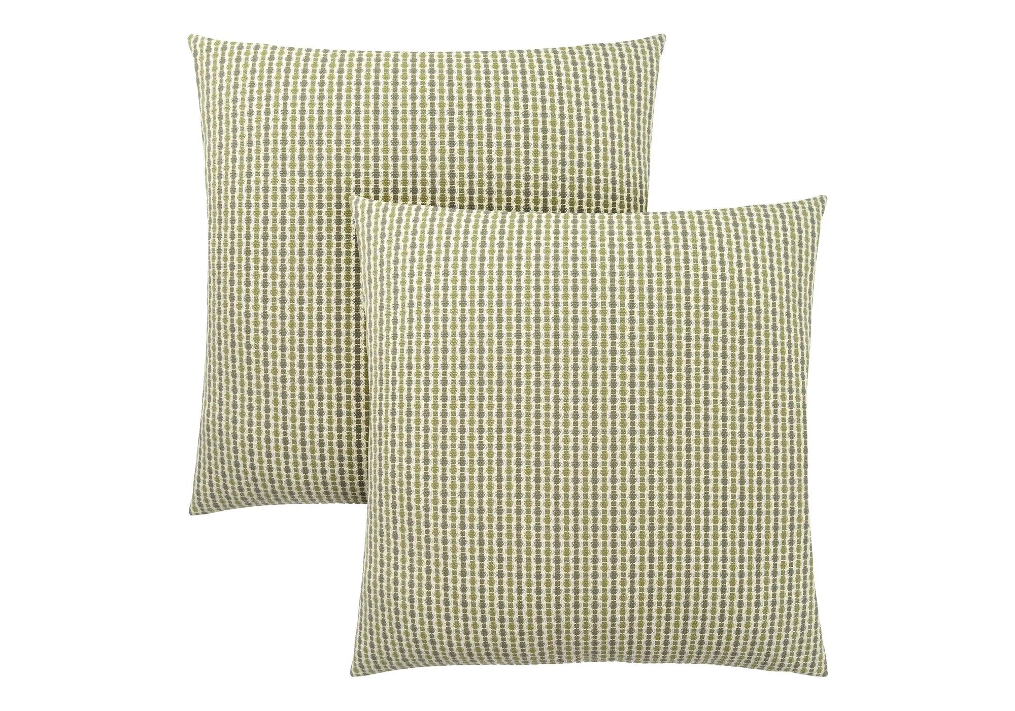 Set Of Two 18" X 18" Green and White Polyester Striped Zippered Pillow Homeroots Home Decor