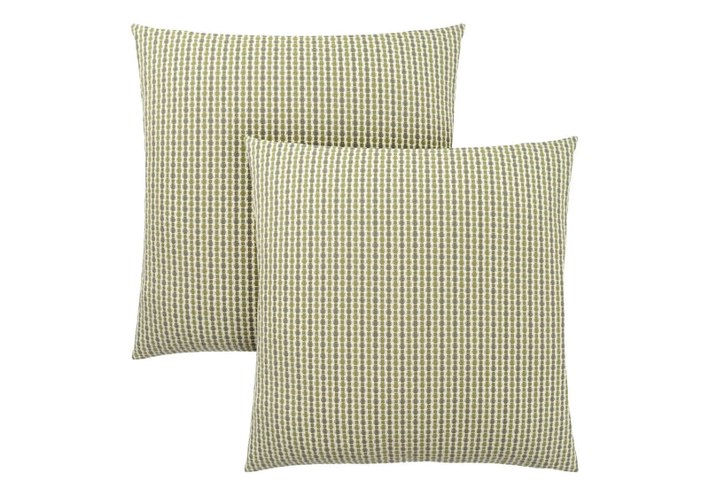 Set Of Two 18" X 18" Green and White Polyester Striped Zippered Pillow Homeroots Home Decor