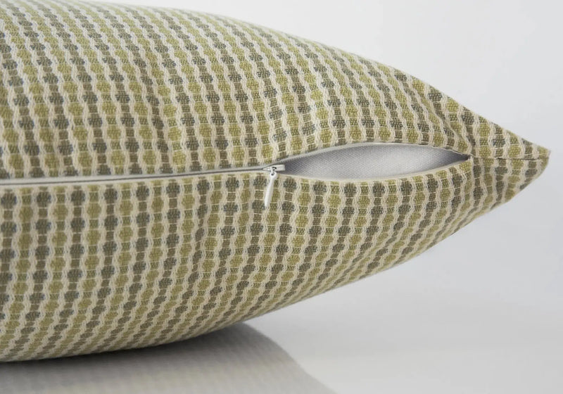 Set Of Two 18" X 18" Green and White Polyester Striped Zippered Pillow Homeroots Home Decor
