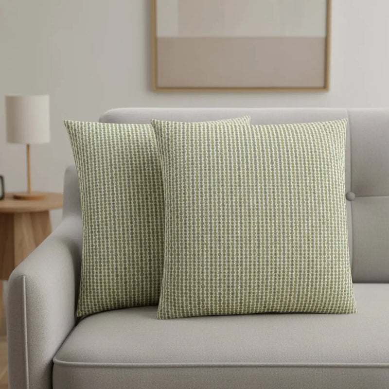 Set Of Two 18" X 18" Green and White Polyester Striped Zippered Pillow Homeroots Home Decor