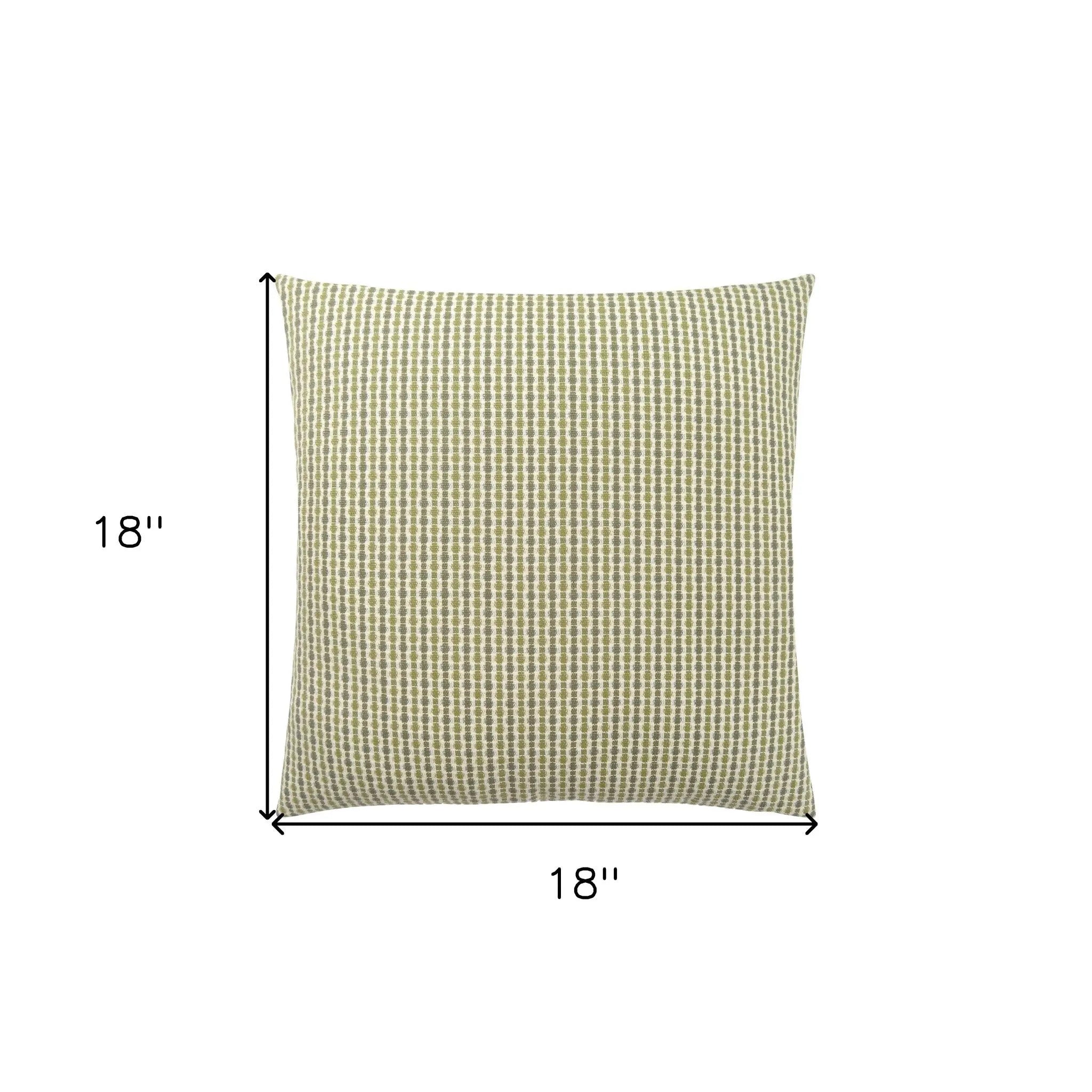 Set Of Two 18" X 18" Green and White Polyester Striped Zippered Pillow Homeroots Home Decor
