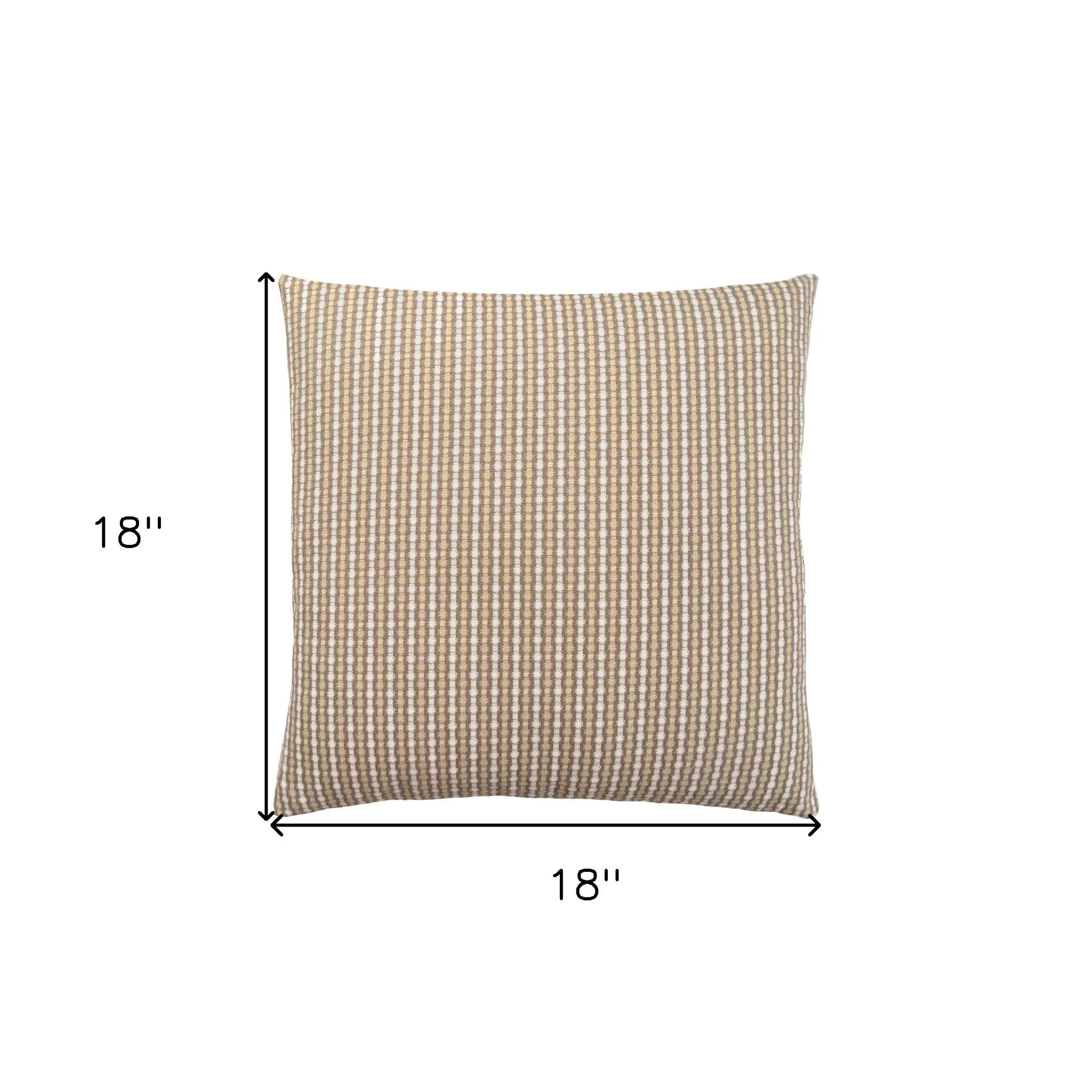 Set Of Two 18" X 18" Taupe Polyester Striped Zippered Pillow Homeroots Home Decor