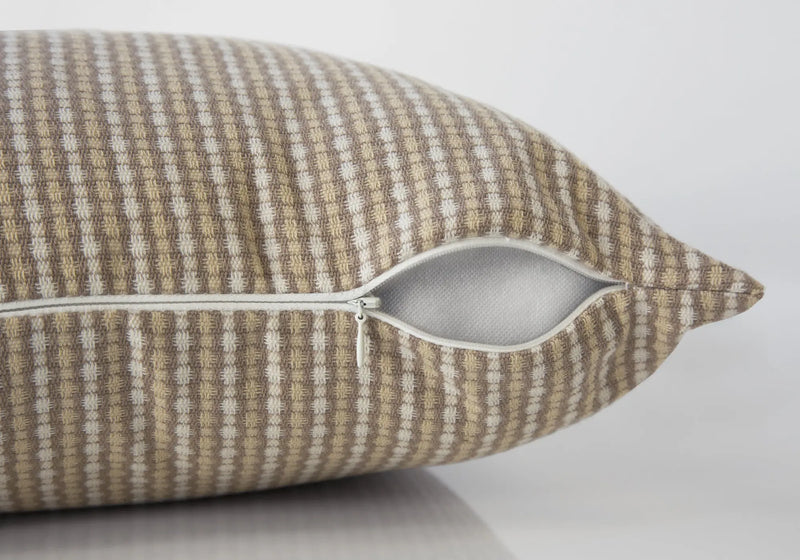 Set Of Two 18" X 18" Taupe Polyester Striped Zippered Pillow Homeroots Home Decor