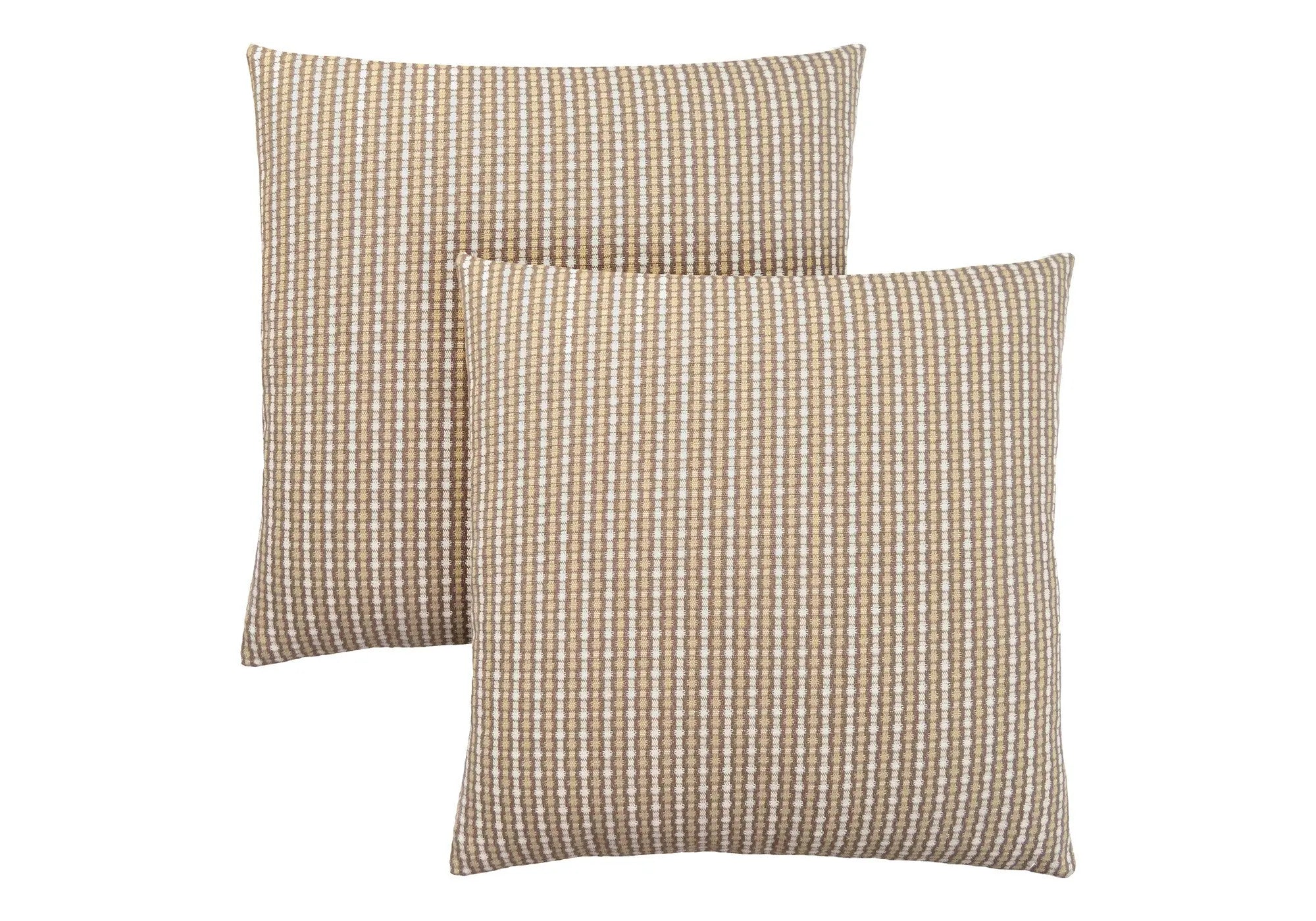 Set Of Two 18" X 18" Taupe Polyester Striped Zippered Pillow Homeroots Home Decor