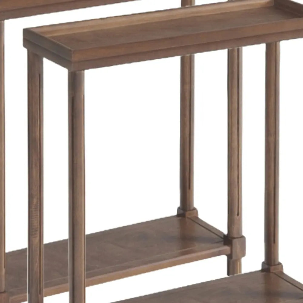 Set Of Two 24" Brown Wood Rectangular End Tables With Shelf Homeroots Living Room
