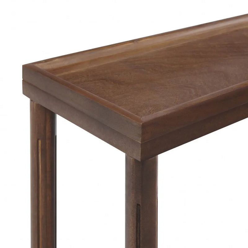 Set Of Two 24" Brown Wood Rectangular End Tables With Shelf Homeroots Living Room