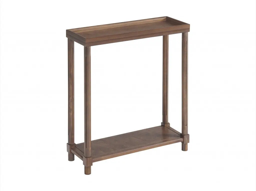 Set Of Two 24" Brown Wood Rectangular End Tables With Shelf Homeroots Living Room