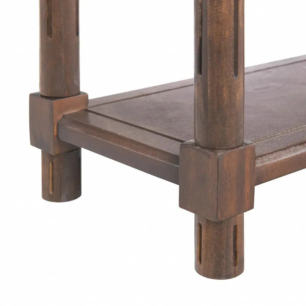 Set Of Two 24" Brown Wood Rectangular End Tables With Shelf Homeroots Living Room
