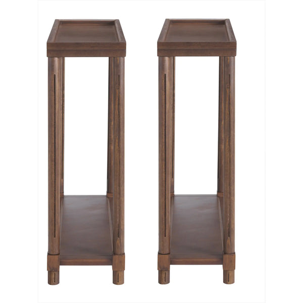 Set Of Two 24" Brown Wood Rectangular End Tables With Shelf Homeroots Living Room