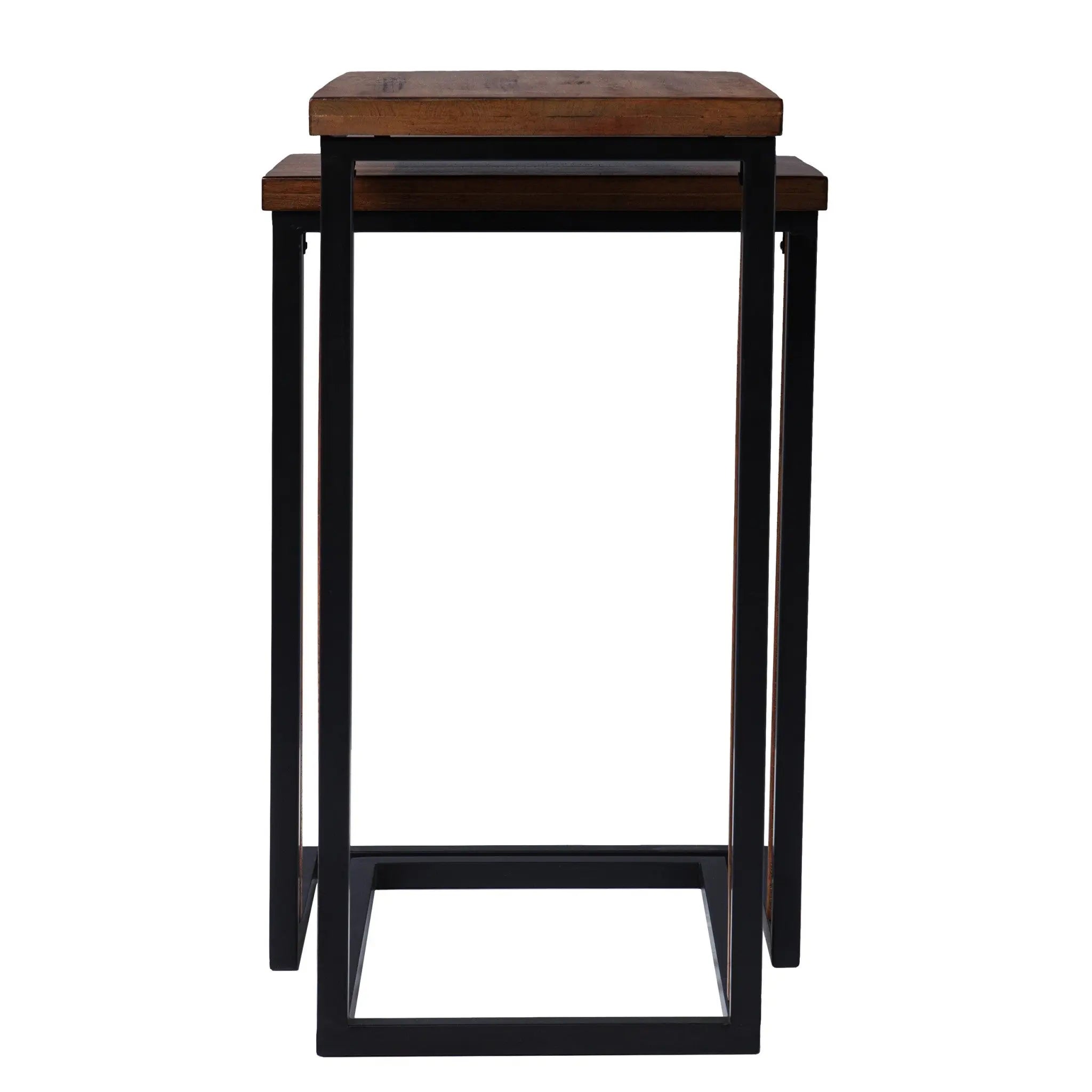 Set Of Two 25" Brown Solid Wood Rectangular Nested End Tables Homeroots Living Room
