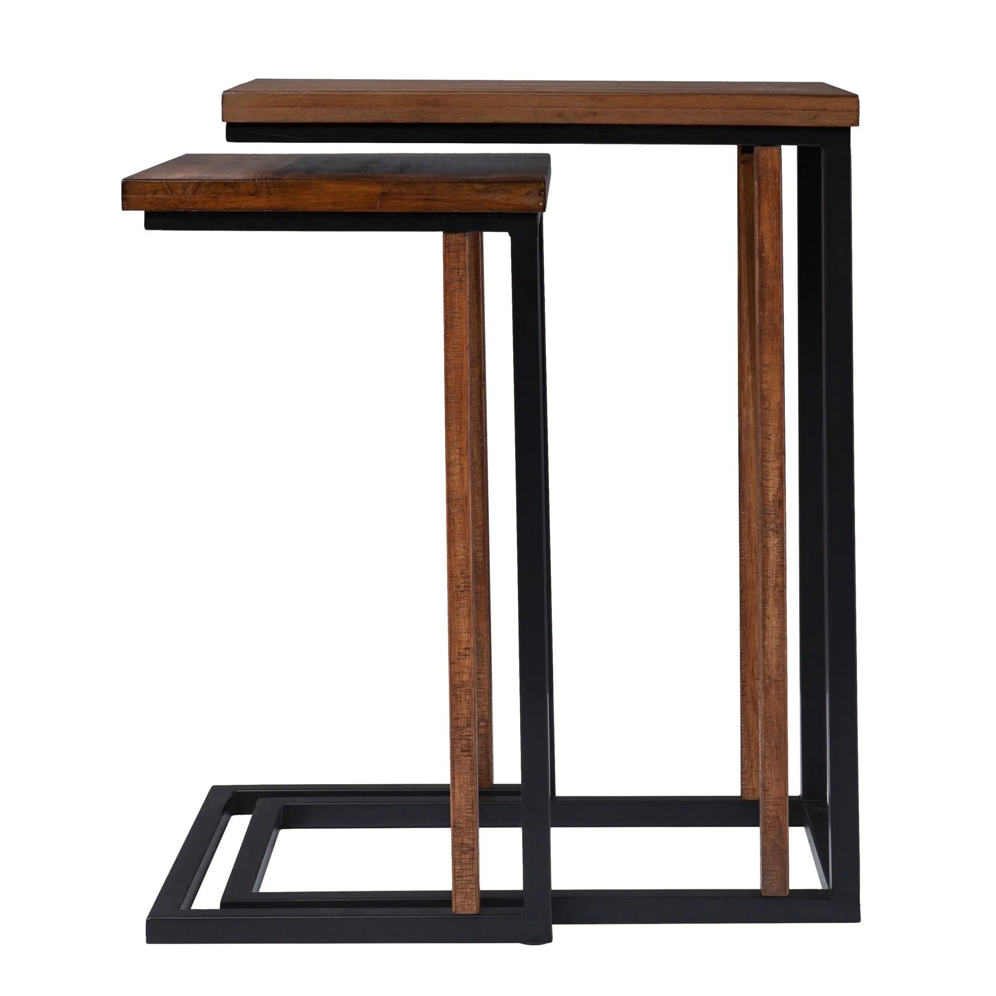 Set Of Two 25" Brown Solid Wood Rectangular Nested End Tables Homeroots Living Room