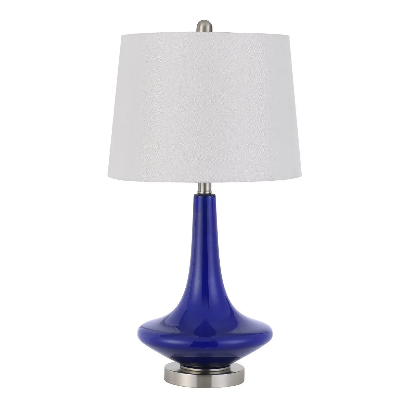 Set Of Two 26" Silver Metal Two Light Bedside Table Lamps With White Globe Shade Homeroots Lighting