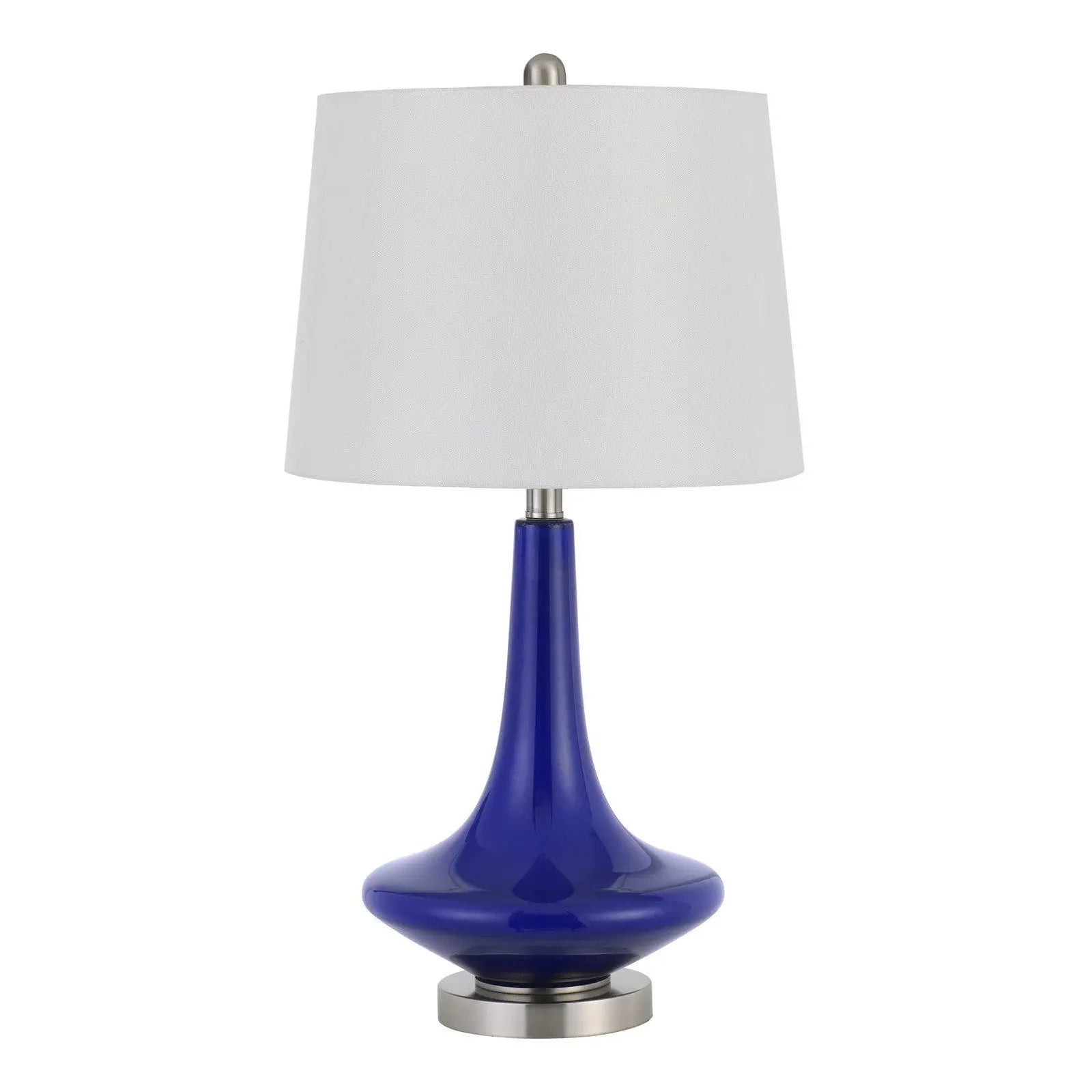 Set Of Two 26" Silver Metal Two Light Bedside Table Lamps With White Globe Shade Homeroots Lighting