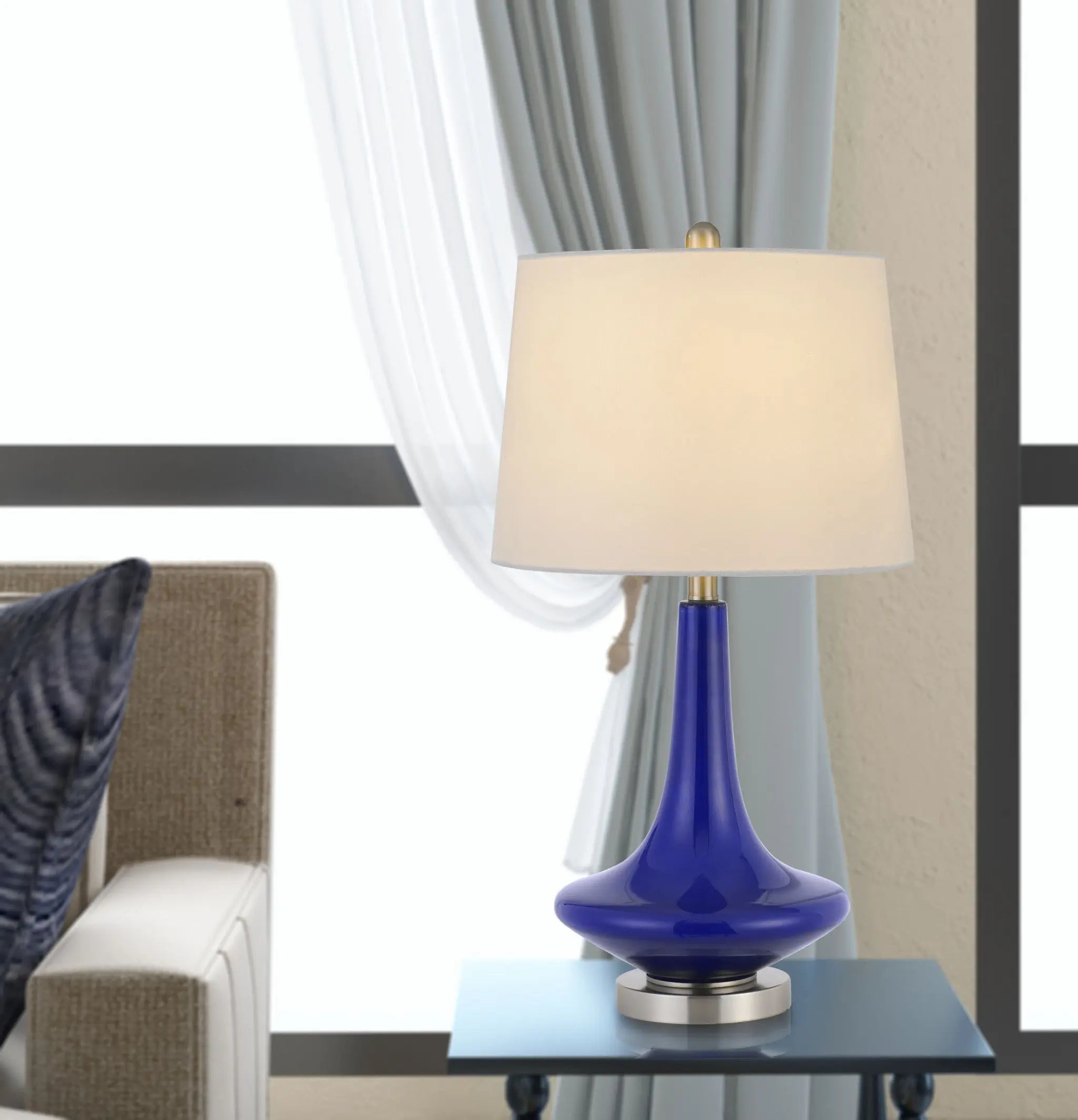 Set Of Two 26" Silver Metal Two Light Bedside Table Lamps With White Globe Shade Homeroots Lighting