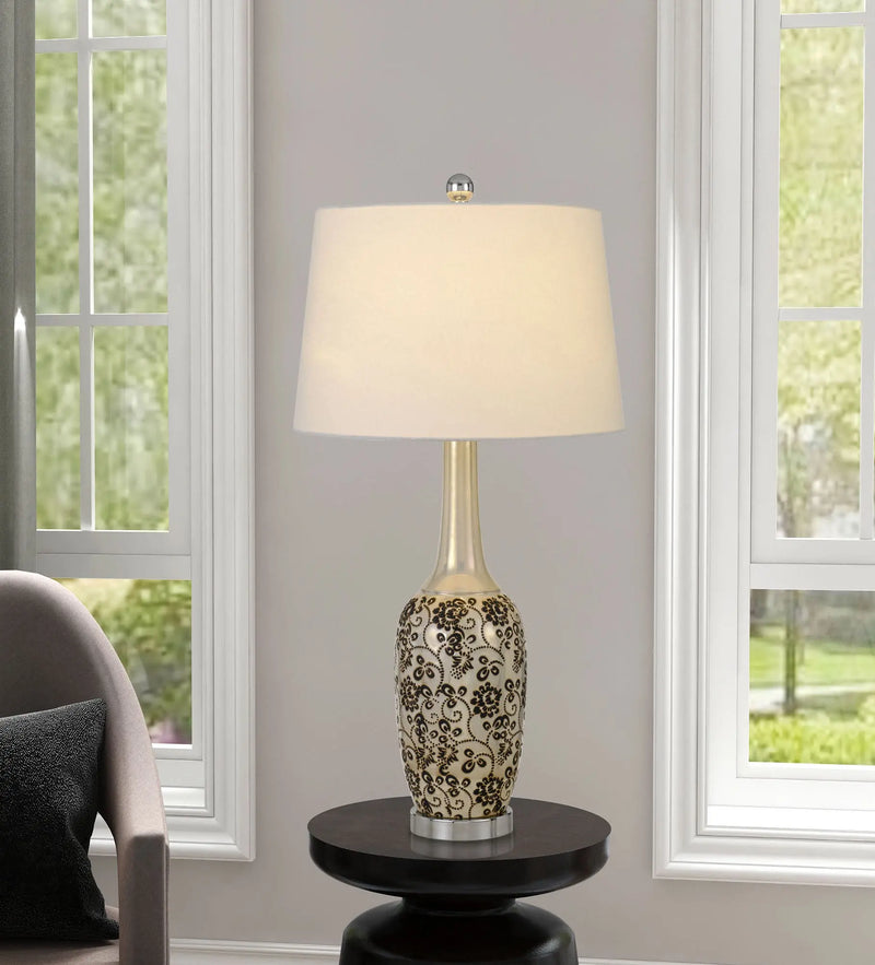 Set Of Two 30" Silver Metal Two Light Bedside Table Lamps With White Globe Shade Homeroots Lighting