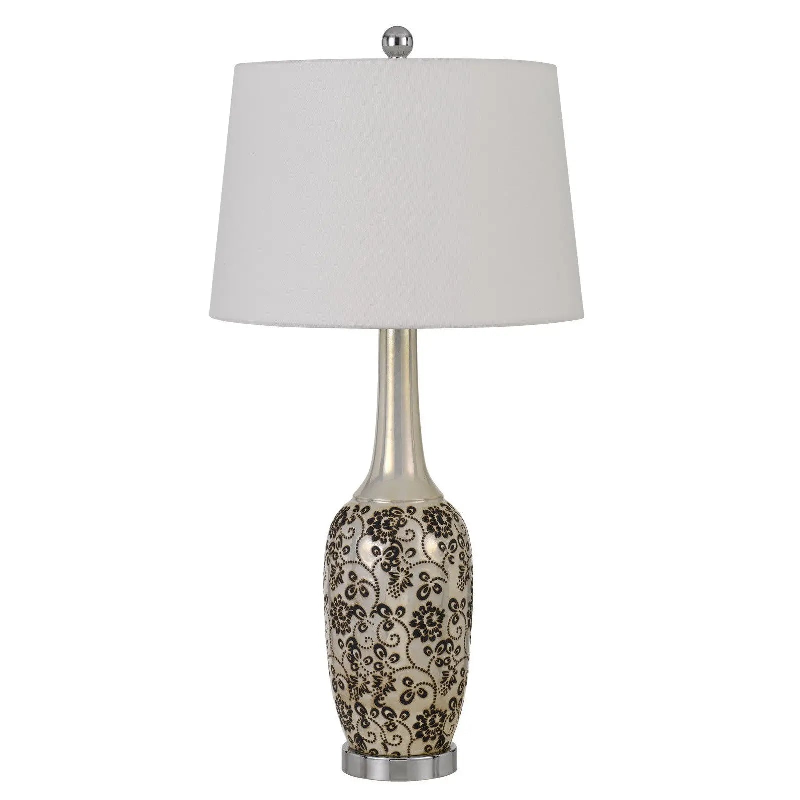 Set Of Two 30" Silver Metal Two Light Bedside Table Lamps With White Globe Shade Homeroots Lighting