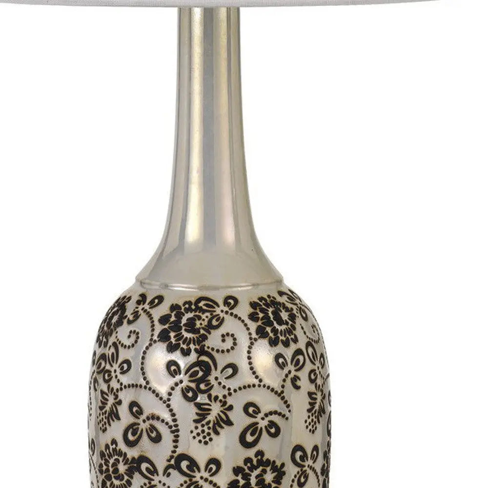 Set Of Two 30" Silver Metal Two Light Bedside Table Lamps With White Globe Shade Homeroots Lighting