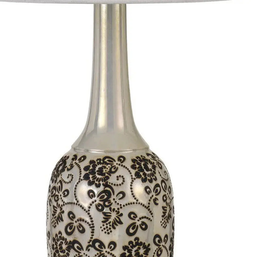 Set Of Two 30" Silver Metal Two Light Bedside Table Lamps With White Globe Shade Homeroots Lighting