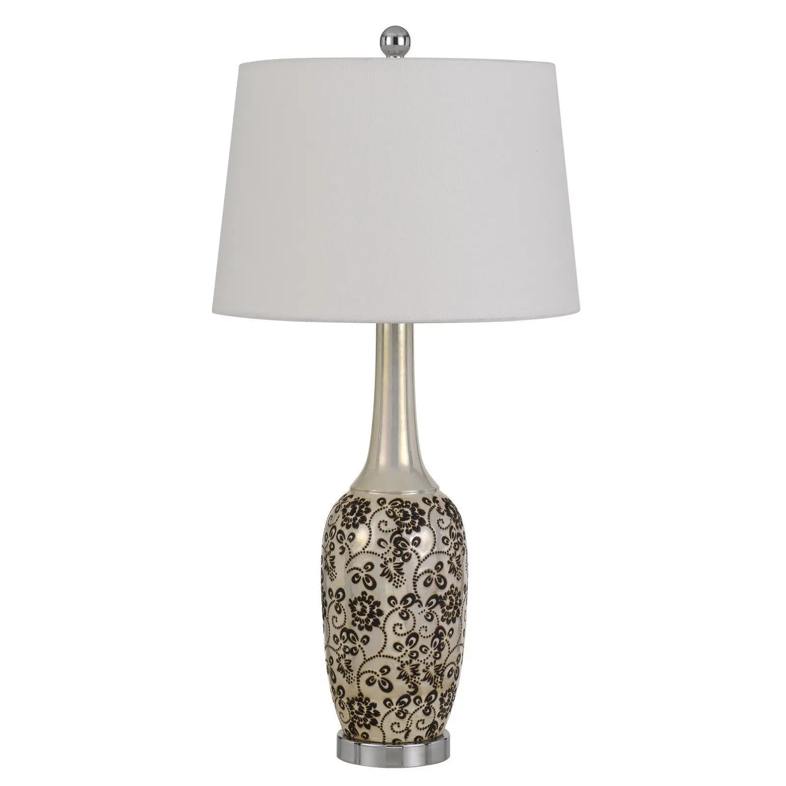 Set Of Two 30" Silver Metal Two Light Bedside Table Lamps With White Globe Shade Homeroots Lighting