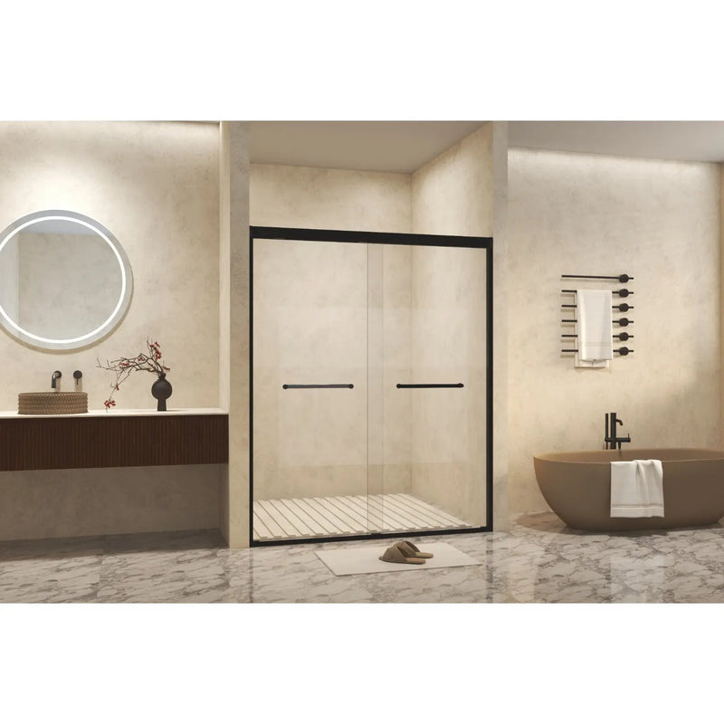 Set Of Two Aluminum and Tempered Glass Shower Doors Homeroots Bed & Bath