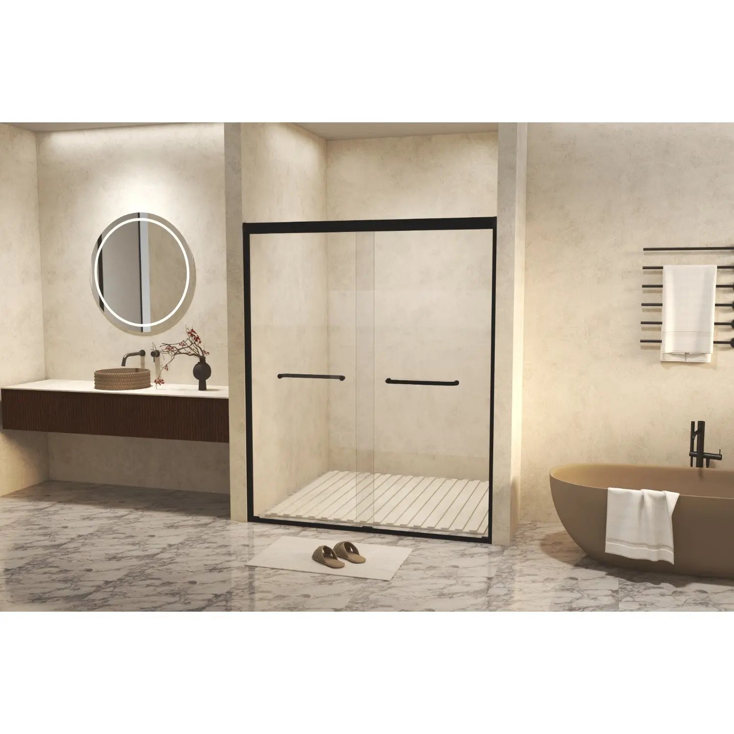 Set Of Two Aluminum and Tempered Glass Shower Doors Homeroots Bed & Bath
