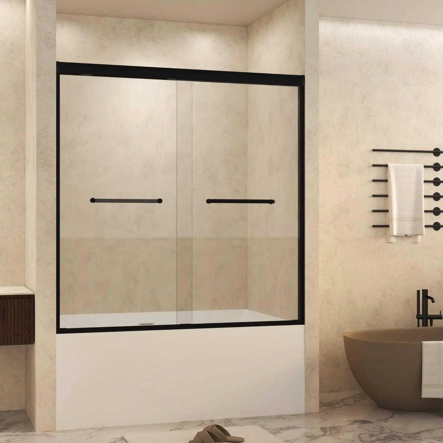 Set Of Two Aluminum and Tempered Glass Shower Doors Homeroots Bed & Bath
