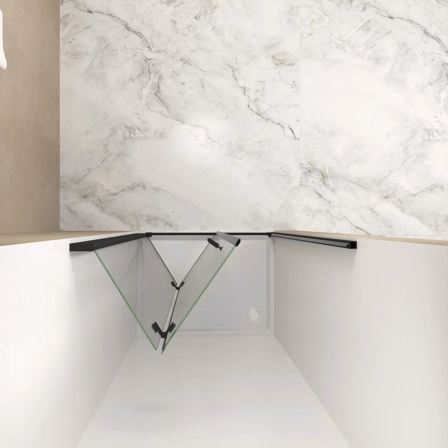 Set Of Two Aluminum and Tempered Glass Shower Doors Homeroots Kitchen & Dining