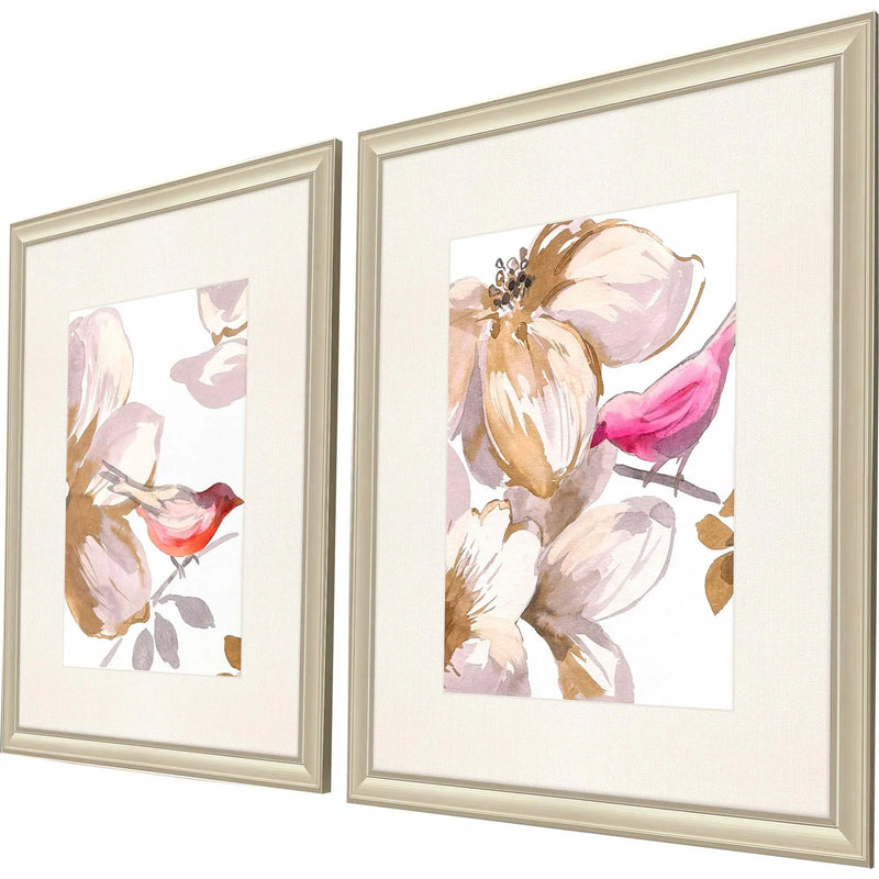 Set Of Two Bird Chatter Set of Set Gold Framed Wall Art Homeroots Home Decor