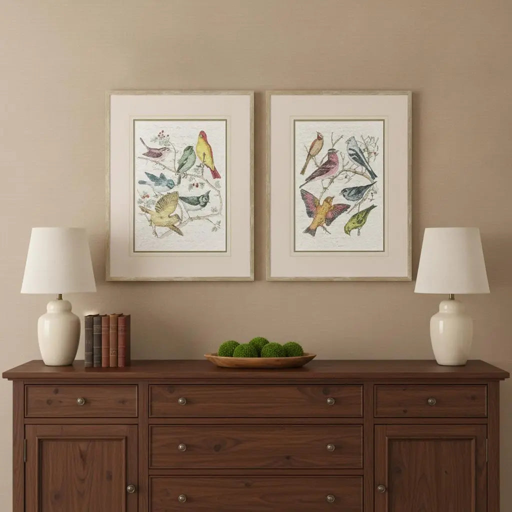 Set Of Two Bird Variety Set of Set Silver Framed Wall Art Homeroots Home Decor
