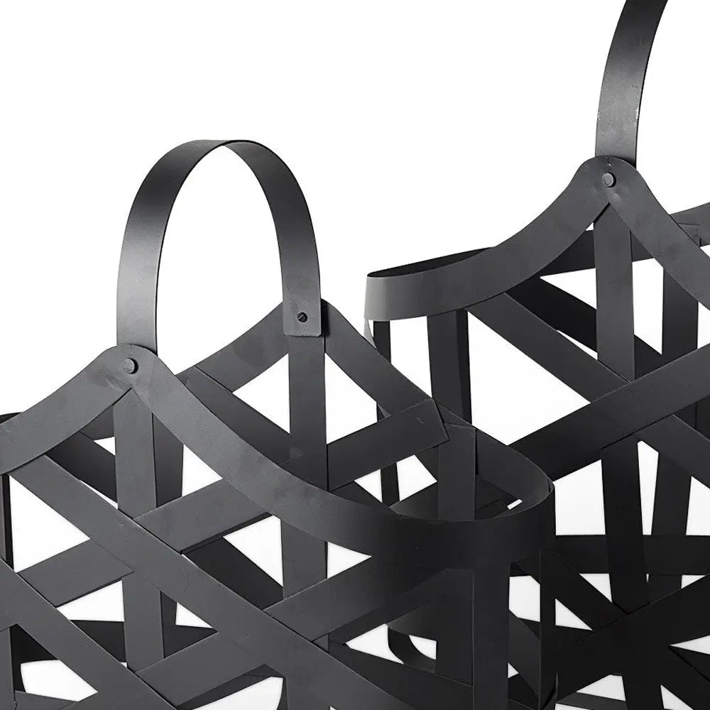 Set Of Two Black Geometric Metal Baskets Homeroots Office