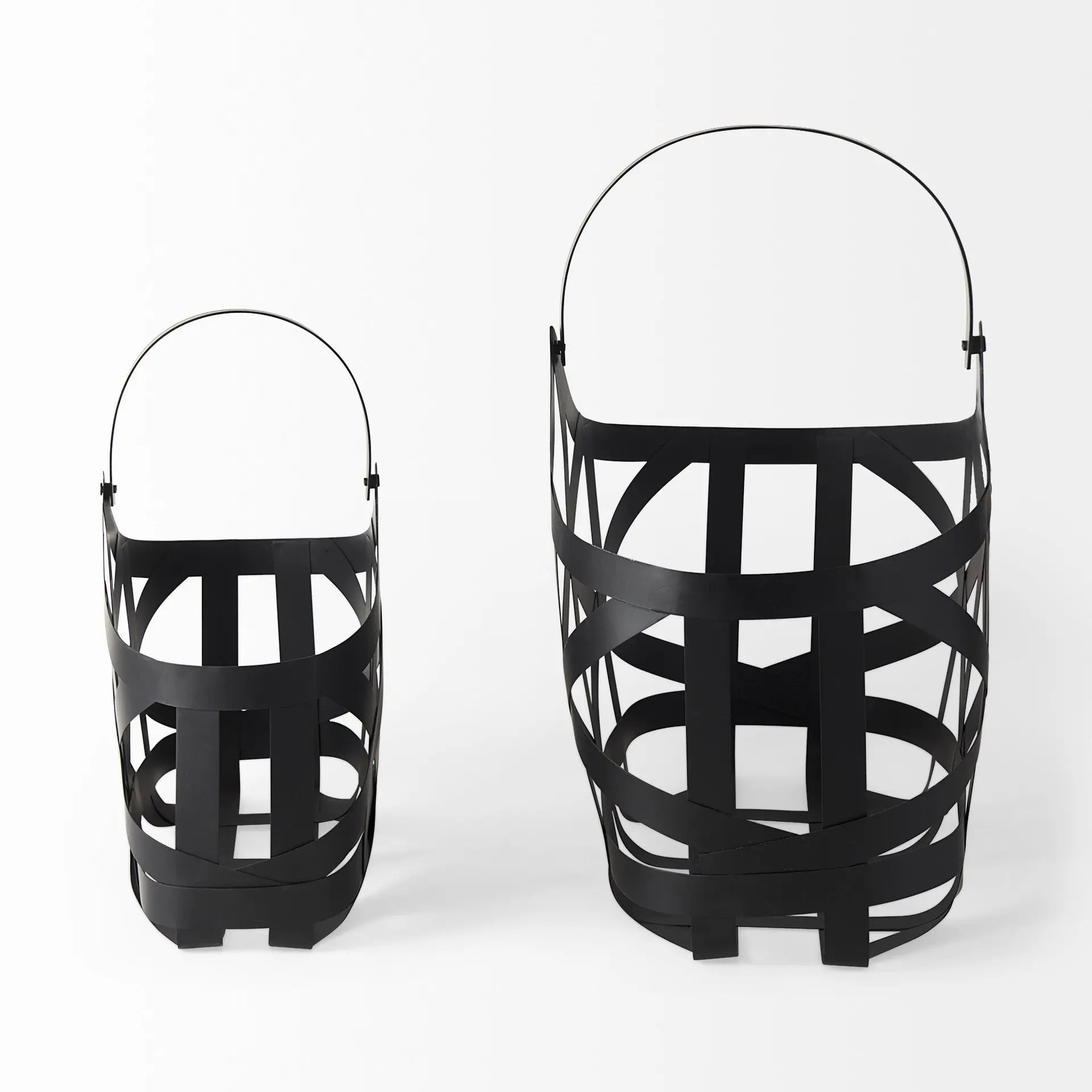 Set Of Two Black Geometric Metal Baskets Homeroots Office
