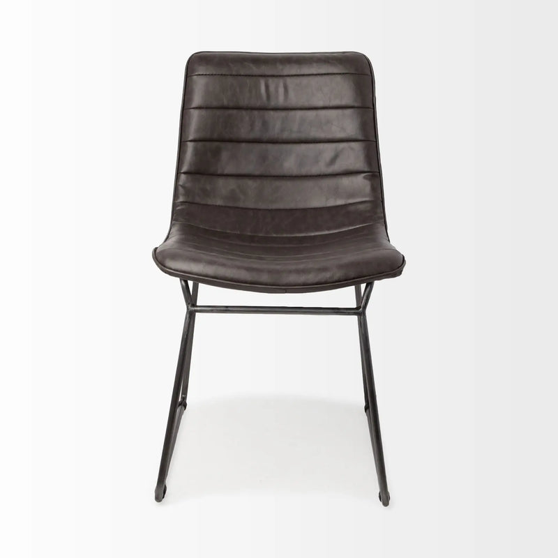 Set Of Two Black Upholstered Faux leather Side Chairs Homeroots Kitchen & Dining