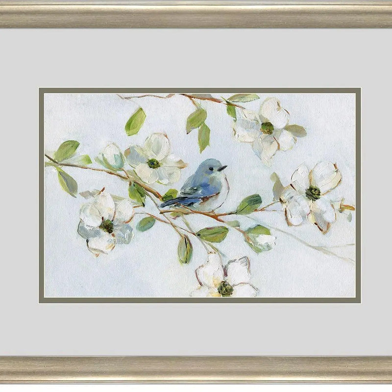 Set Of Two Blue Bird Morning Set of Set Silver Framed Wall Art Homeroots Home Decor
