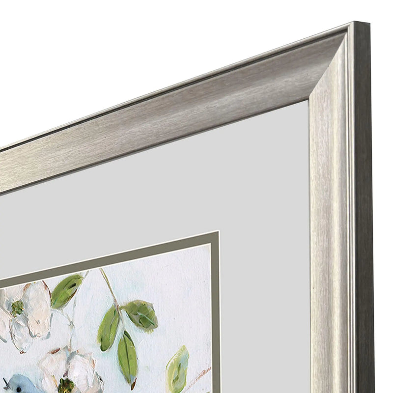 Set Of Two Blue Bird Morning Set of Set Silver Framed Wall Art Homeroots Home Decor