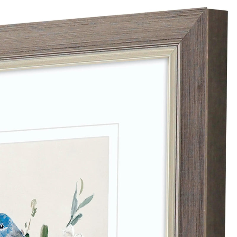 Set Of Two Bluebird Happy Set of Set Silver Framed Wall Art Homeroots Home Decor