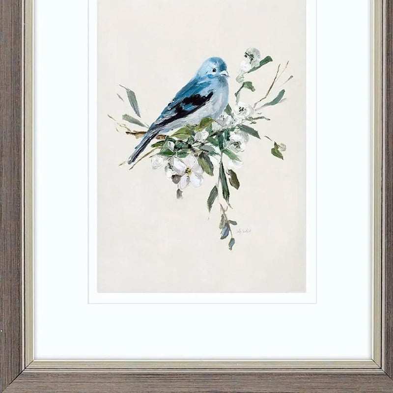 Set Of Two Bluebird Happy Set of Set Silver Framed Wall Art Homeroots Home Decor