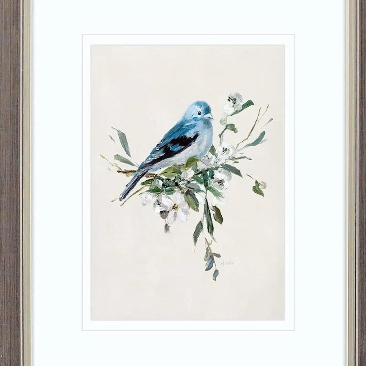 Set Of Two Bluebird Happy Set of Set Silver Framed Wall Art Homeroots Home Decor