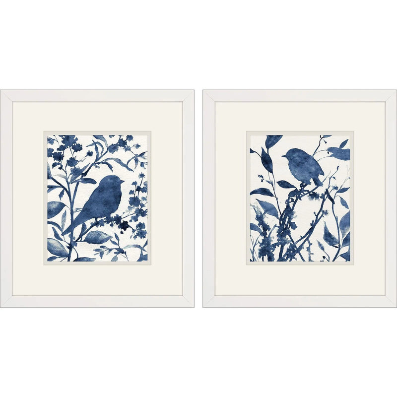 Set Of Two Bluebird Silhouette Set of Set White Framed Wall Art Homeroots Home Decor